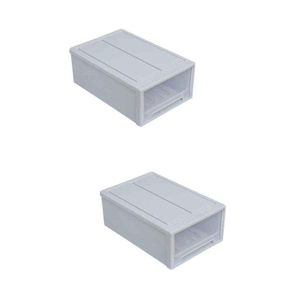 2 pcs Stackable Transparent Storage Box Drawer-type Clothes Shoes Organizer Y788