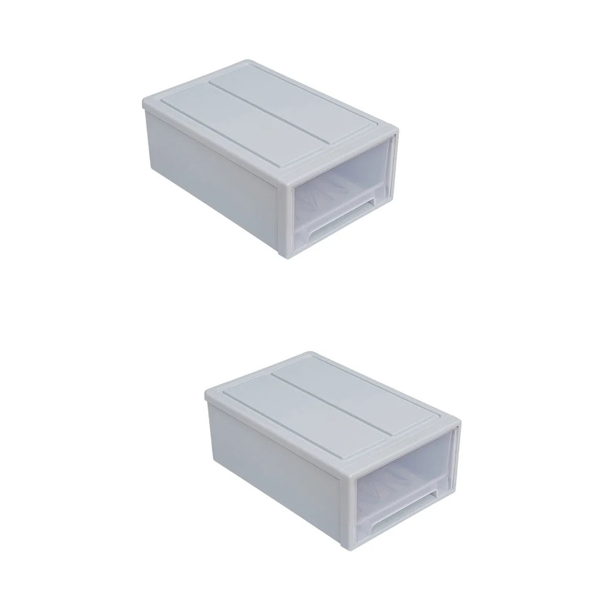 2 pcs Stackable Transparent Storage Box Drawer-type Clothes Shoes Organizer Y788