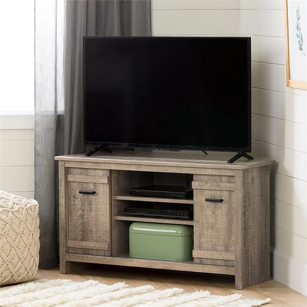 Weathered Oak Wood Corner TV Stand O1140