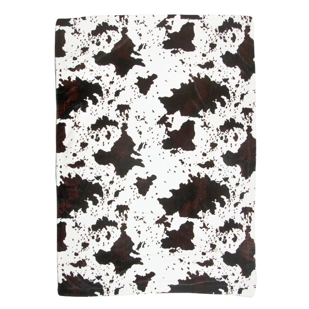 Brown Cowhide Print Sherpa Plush Throw Blanket C67871