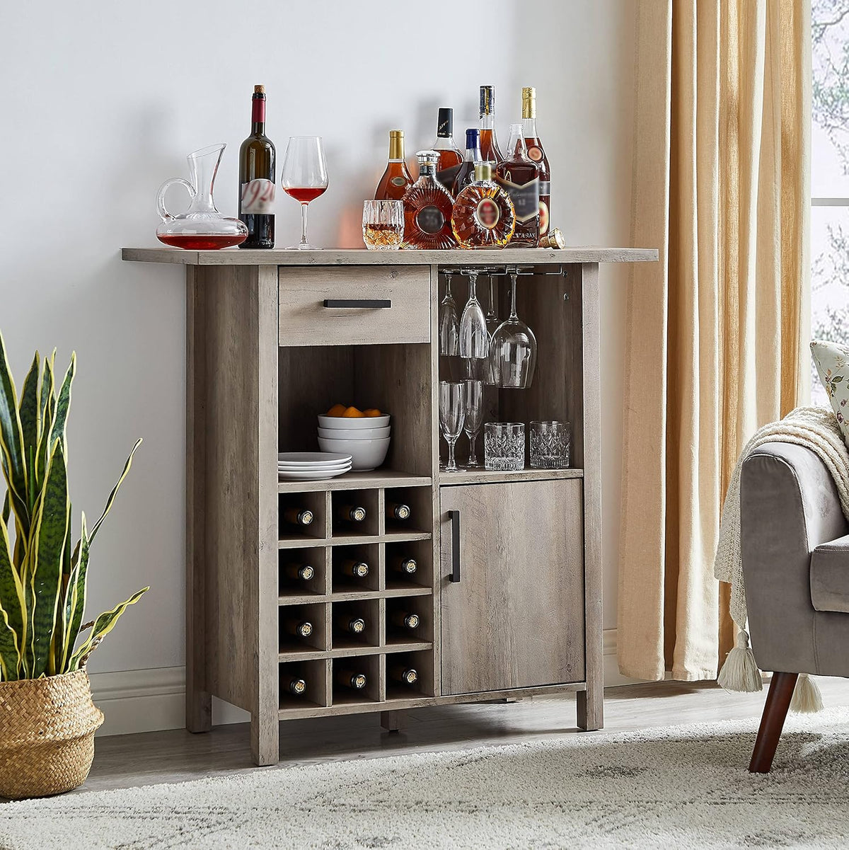 Stone Grey Bar Cabinet Server H59972