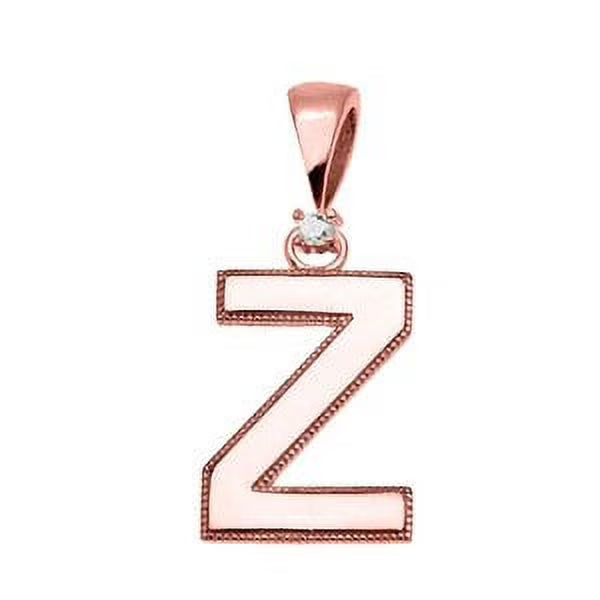 10K Rose Gold Diamond Initial Pendant Necklace F139