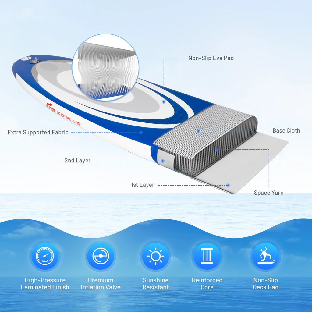 10' Inflatable Stand Up Paddle Board with Bag Paddle Pump E648313
