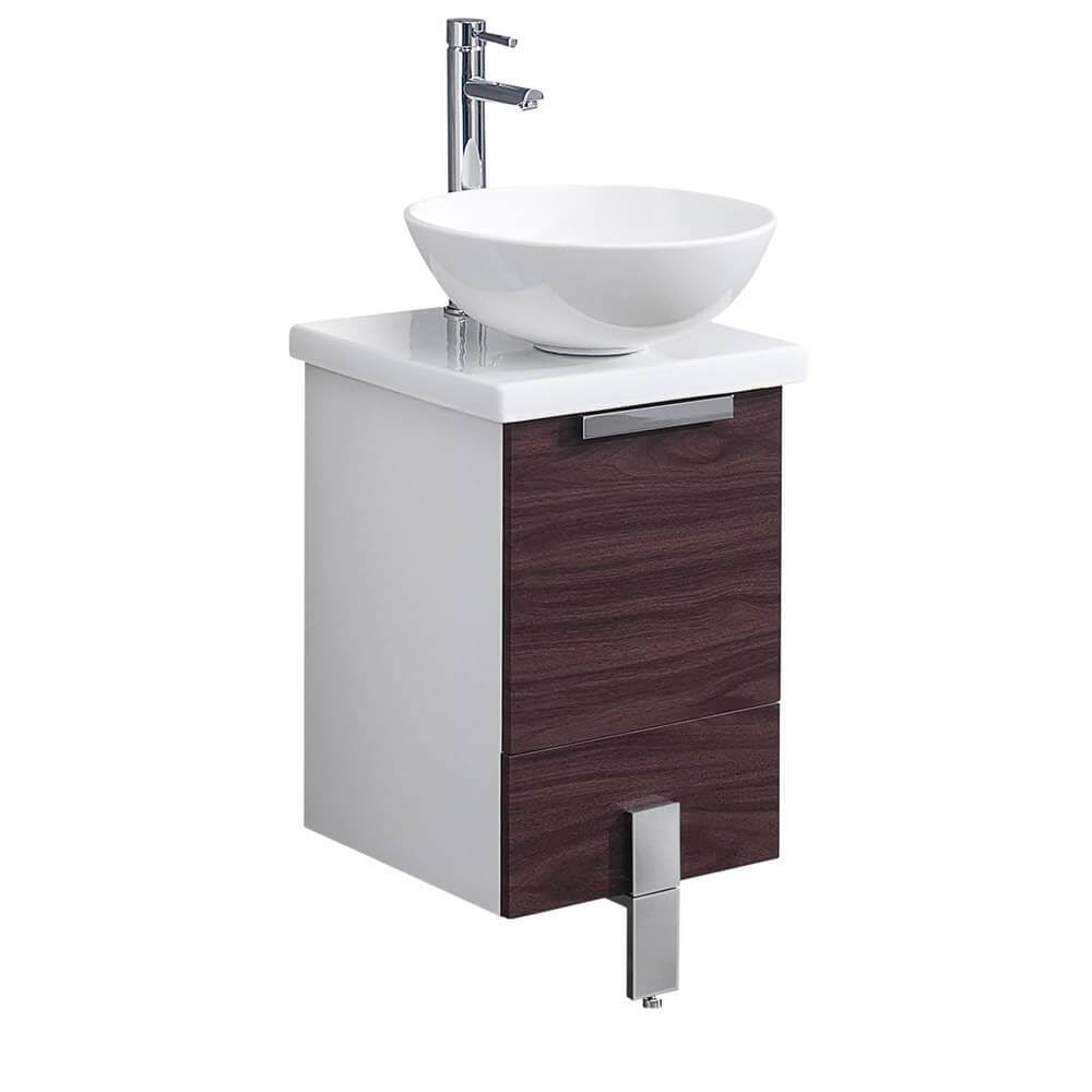 16x22 Dark Walnut Bathroom Cabinet with Top and Vessel Sink N88963
