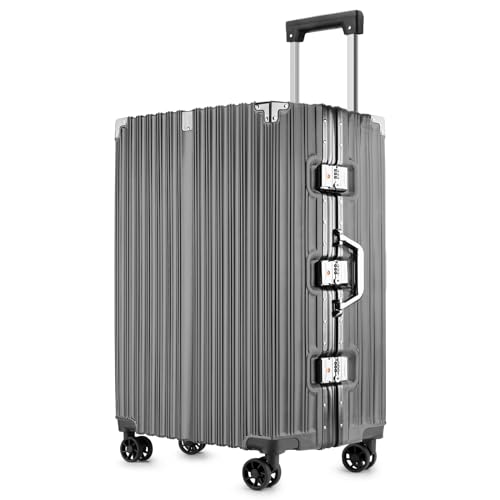 Black 20 Inch Lightweight Aluminum Frame Carry On Luggage P8608
