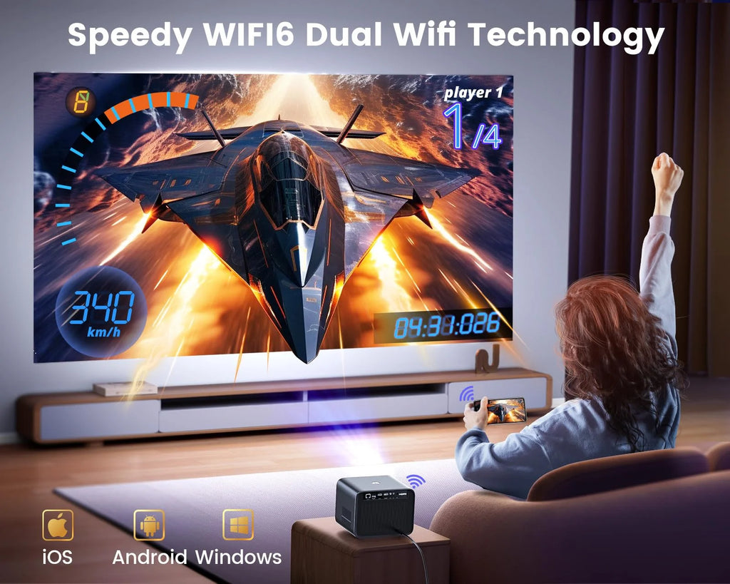 4K Wifi Bluetooth Projector with Auto Focus/Keystone A3888