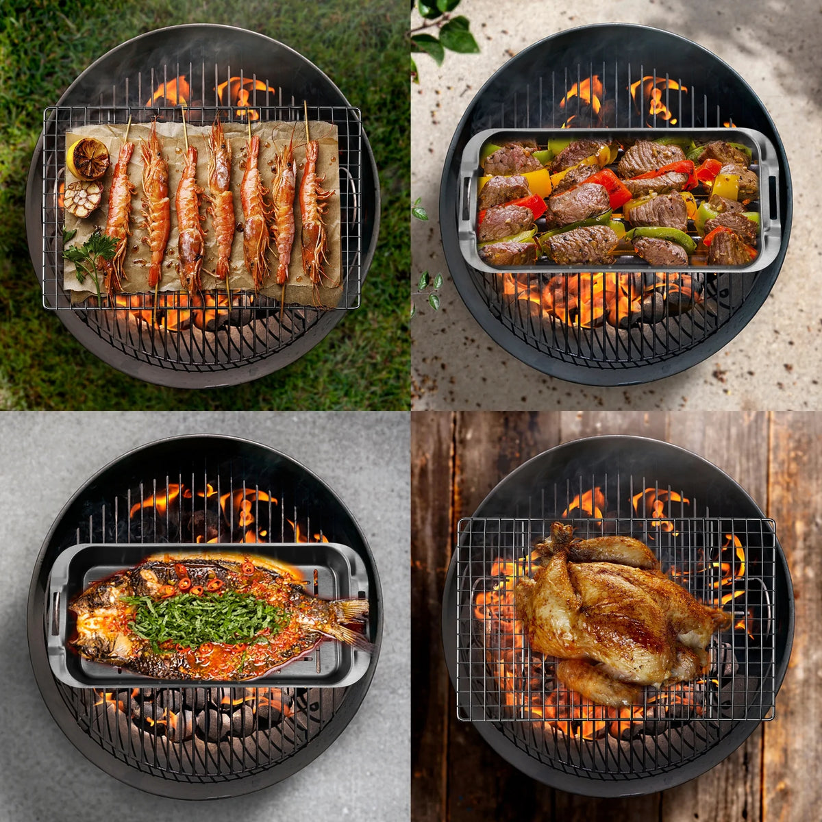 6-Piece Stainless Steel Grill Basket Set with Cooling Rack G76329
