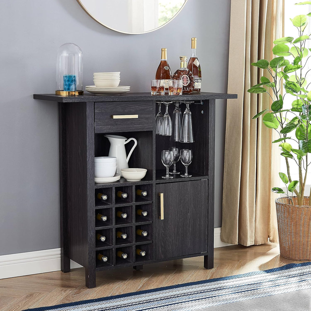 Stone Grey Bar Cabinet Server H59972