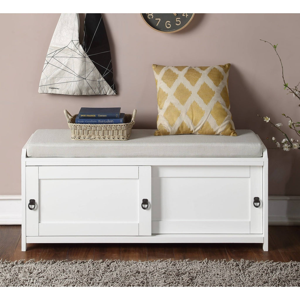 Wood Storage Bench with 2 Cabinets Black Z24582
