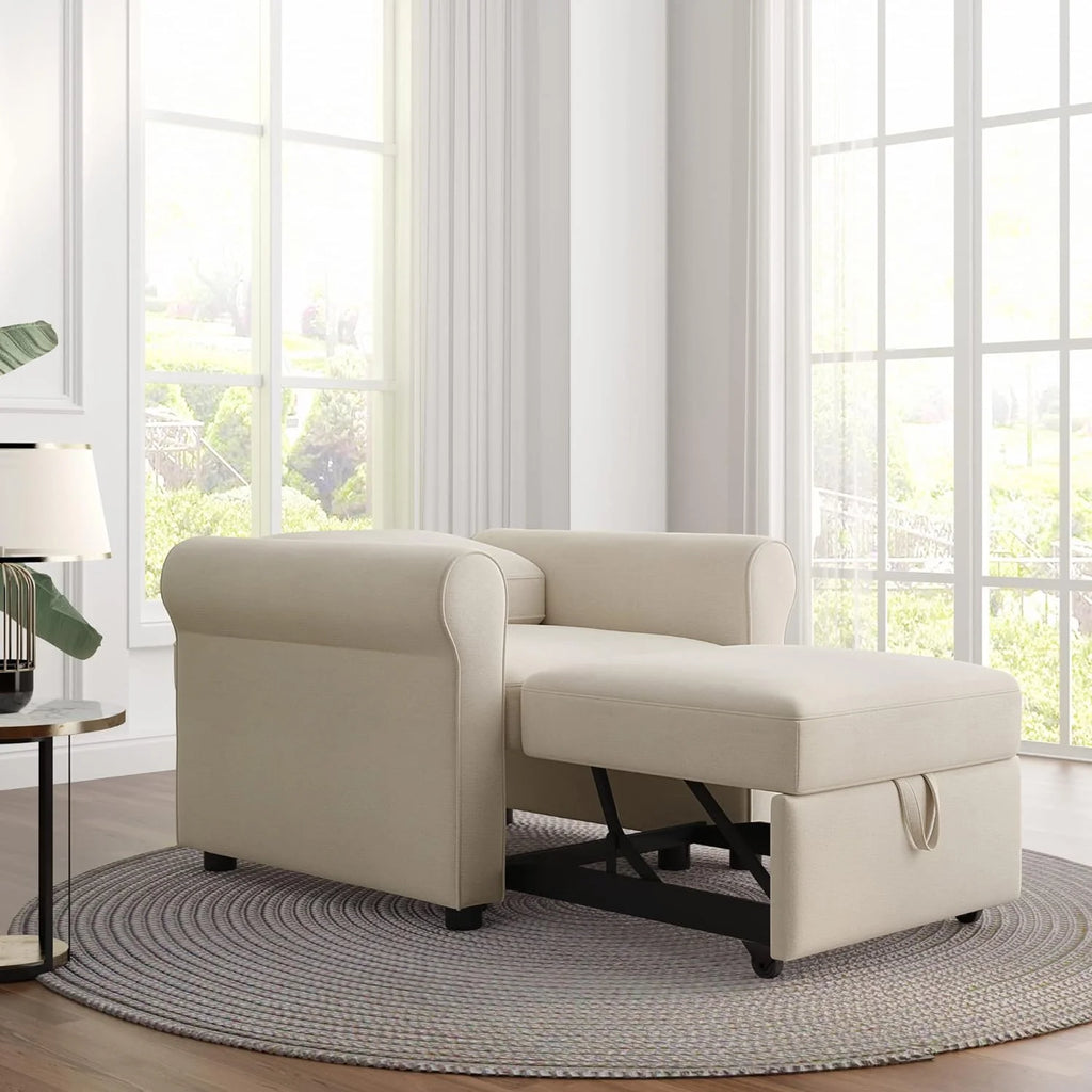 Beige Convertible Sleeper Chair Bed D17857