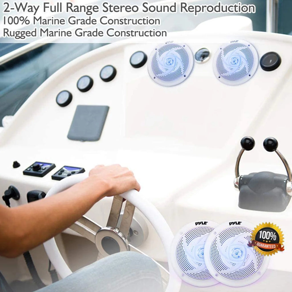5.25 Inch Waterproof Marine Speakers, White (2 Pack) Y3642