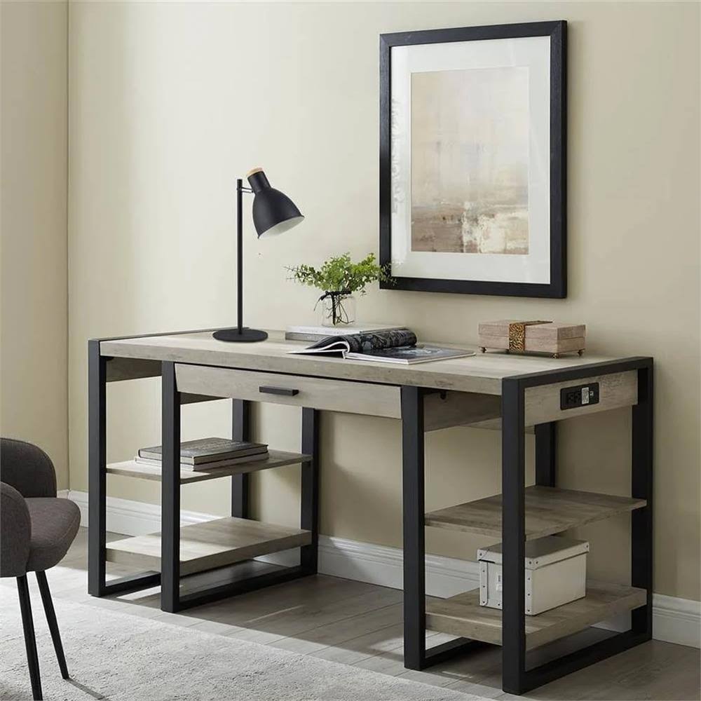 Grey Wash Wood Computer Desk I49642