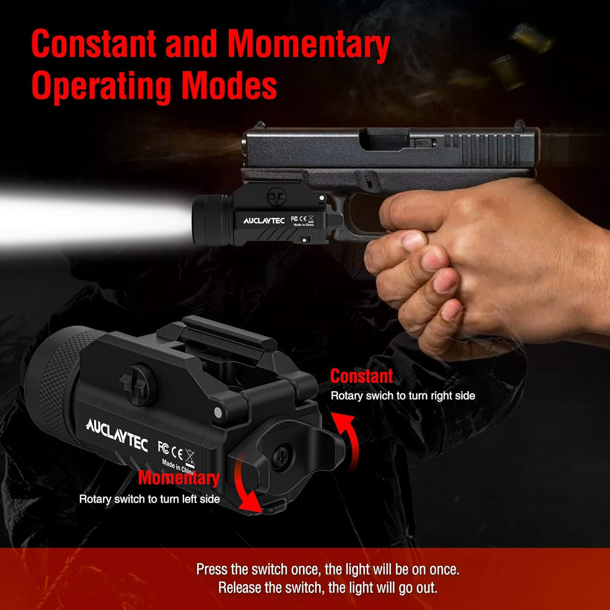 1200 Lumens Mounted Pistol Flashlight with Strobe Mode C402093