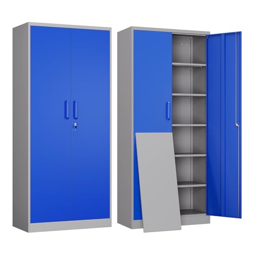 Metal Garage Storage Cabinet with 2 Doors and 5 Adjustable Shelves S52404