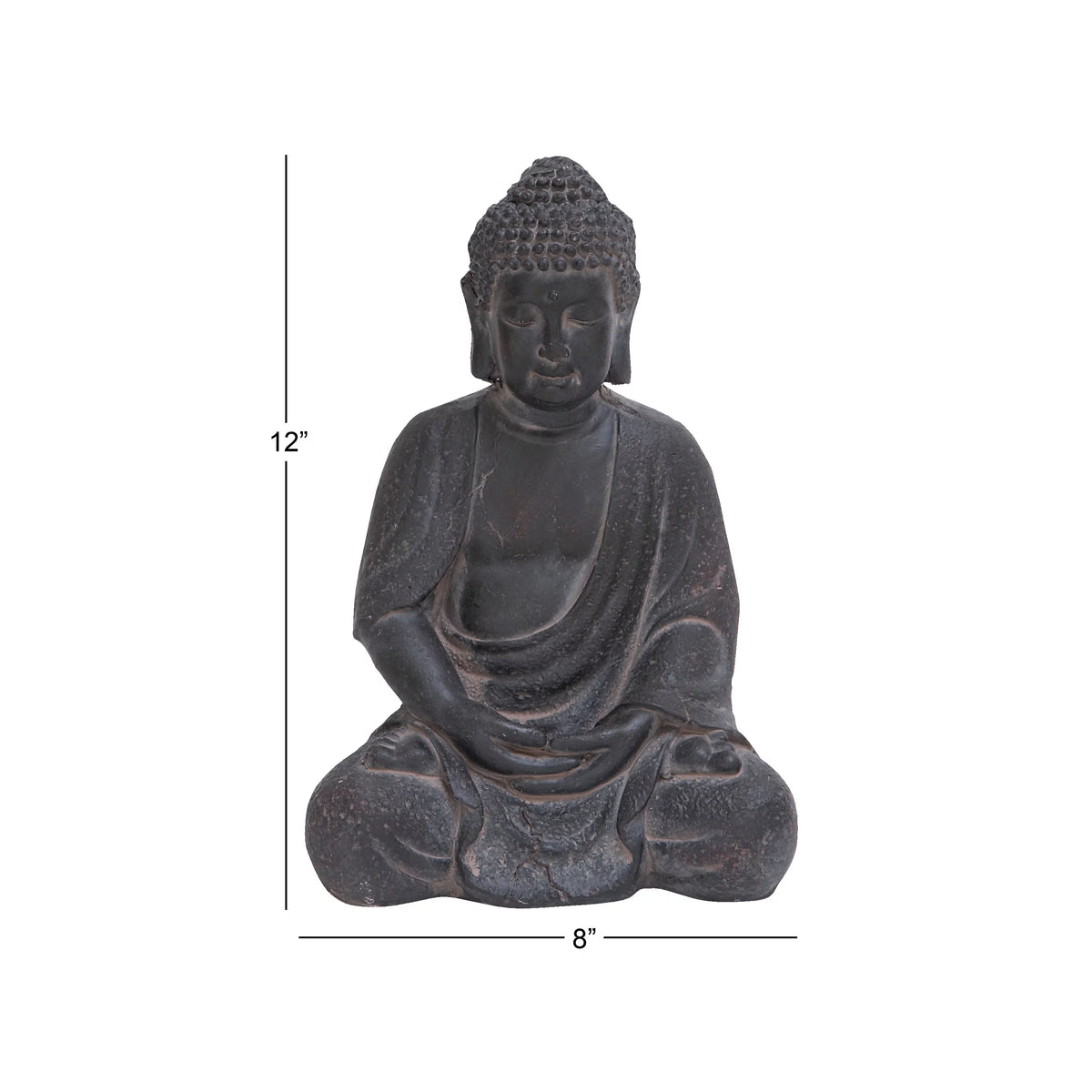 8" x 12" Gray Ceramic Meditating Buddha Sculpture E43844