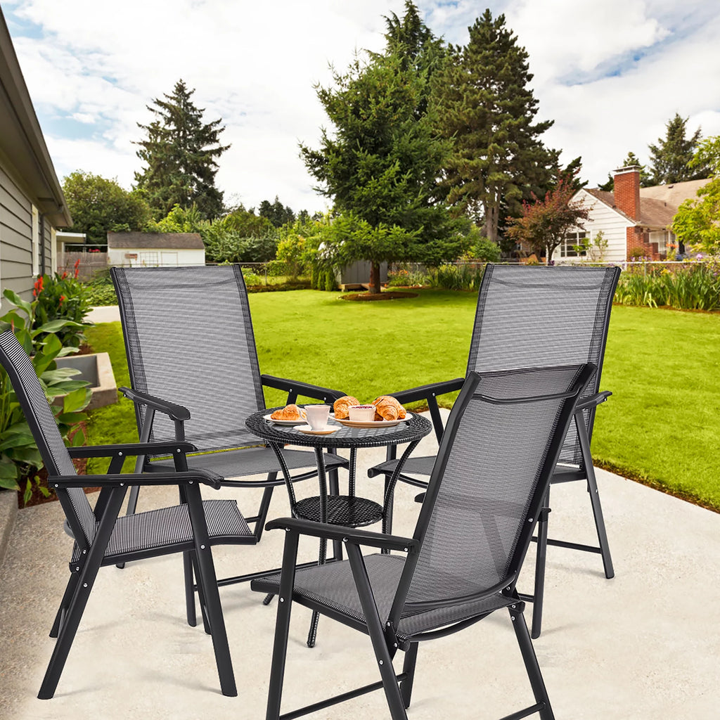 Set of 4 Outdoor Folding Chairs with Armrest T505518