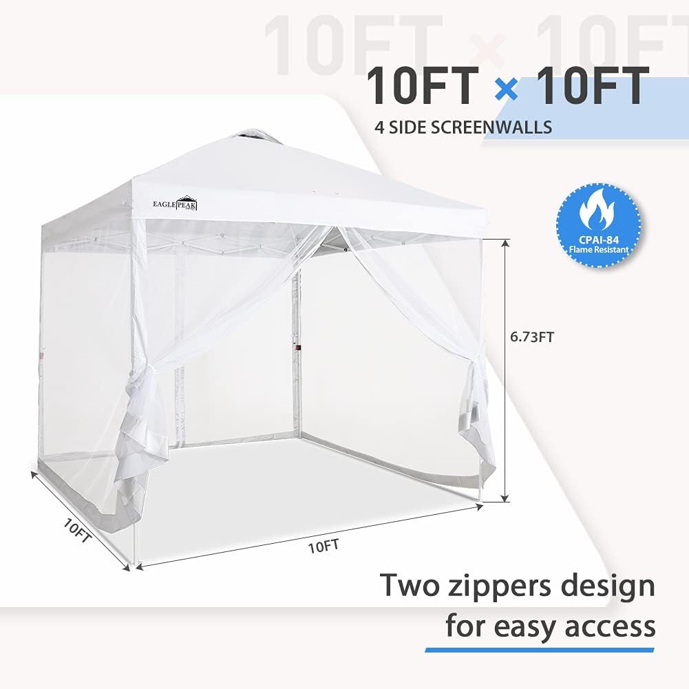 4 Mesh Sidewalls for 10' x 10' Pop Up Canopy, White Q274009