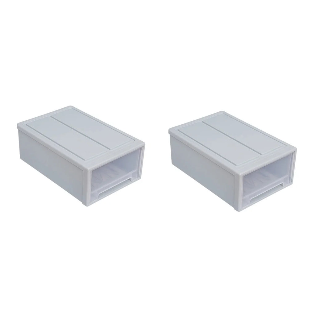 2 pcs Stackable Transparent Storage Box Drawer-type Clothes Shoes Organizer Y788