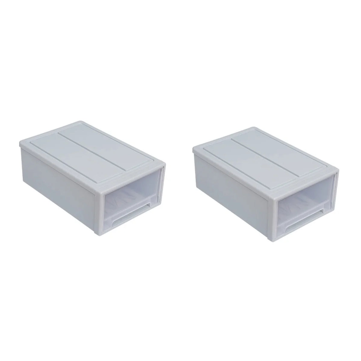 2 pcs Stackable Transparent Storage Box Drawer-type Clothes Shoes Organizer Y788
