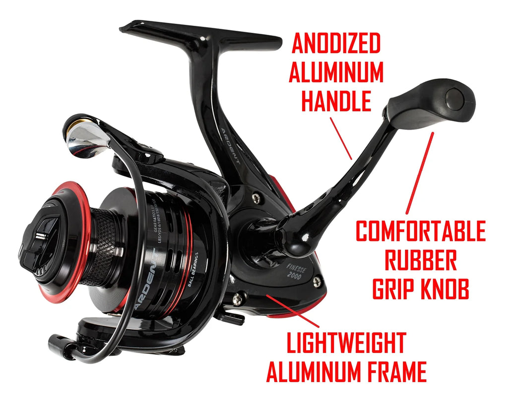 Spinning Reel size 500, Lightweight graphite frame, 7+1 steel ball bearing, 5.1:1 Gear Ratio J2037