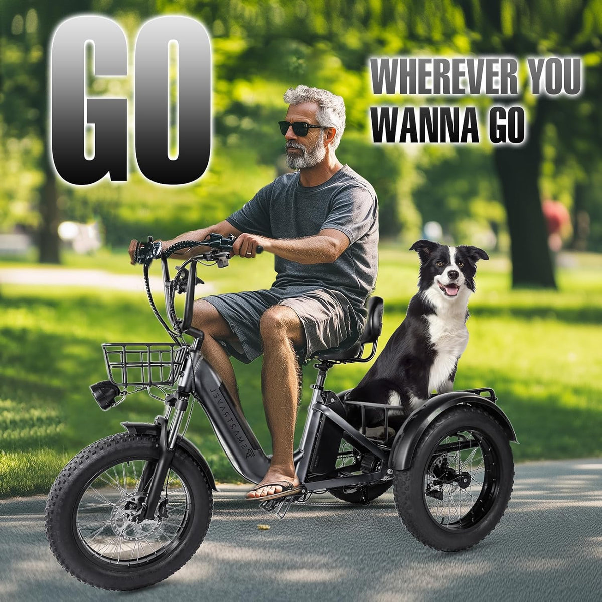 Electric Trike 750W Motor 20" Fat Tire 3 Wheel Electric Bike Dual Removable Batteries B52638