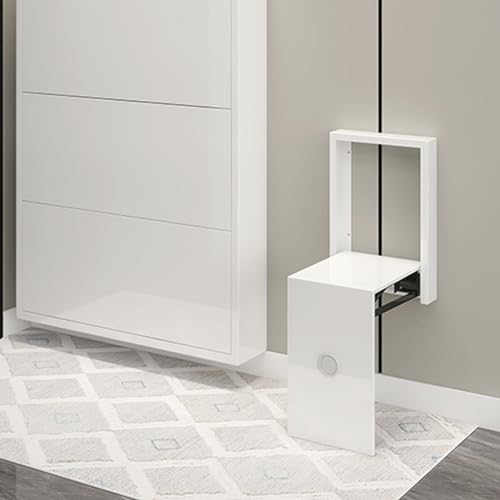 Slim Folding Shoe Changing Stool Wall Mounted Foldable Chairs Storable Entrance Chair R29960
