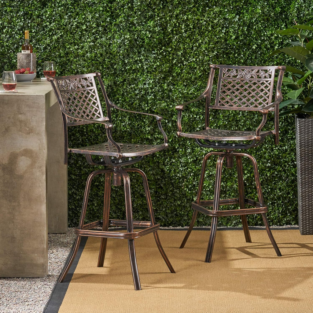 Shiny Copper Cast Aluminum Barstools 2-Pcs Set T408358