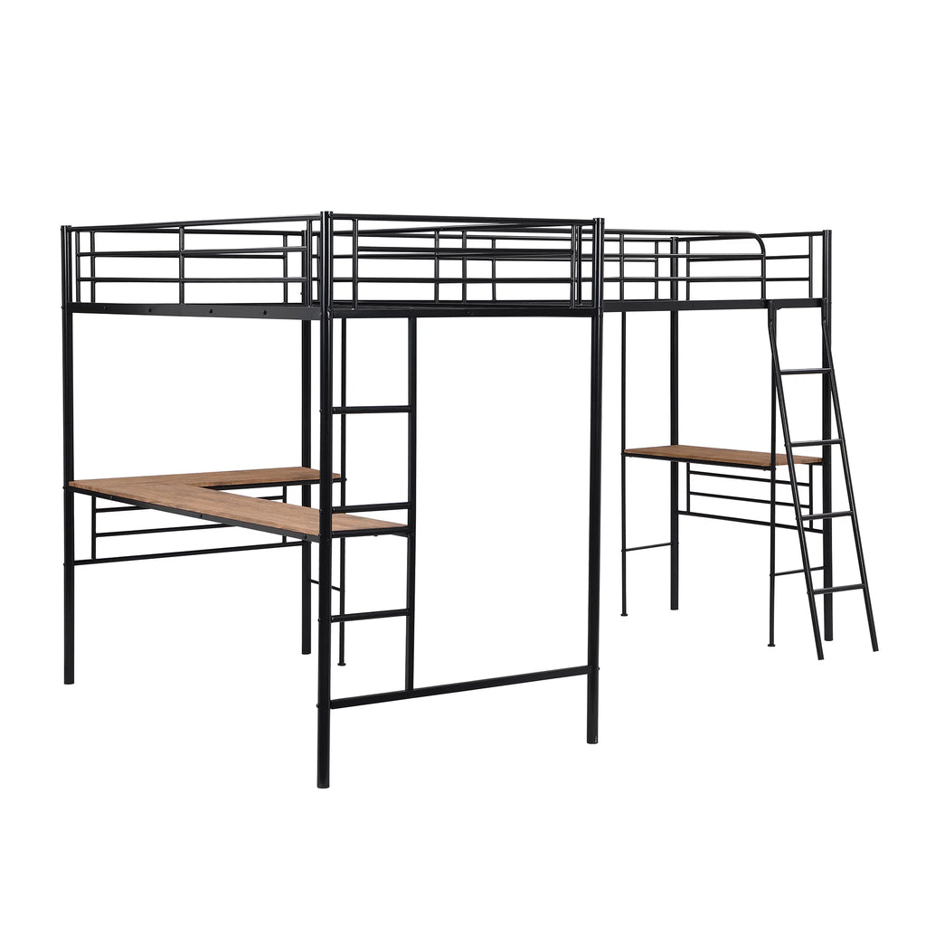 Twin Metal Loft Bed with Desk and Ladders O445298