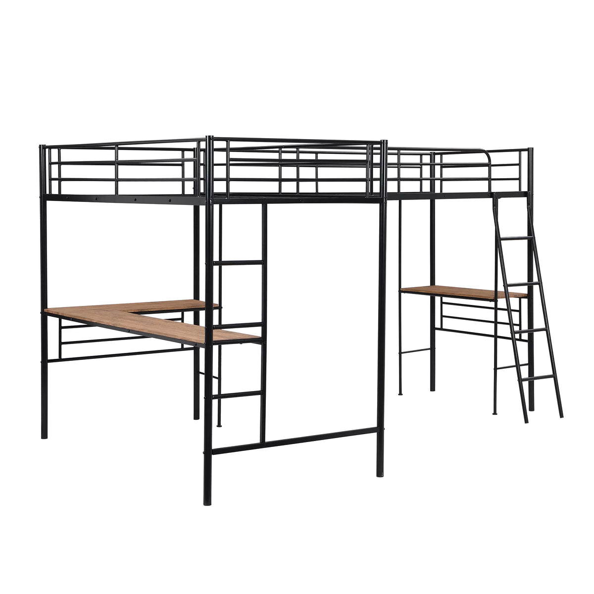Twin Metal Loft Bed with Desk and Ladders O445298