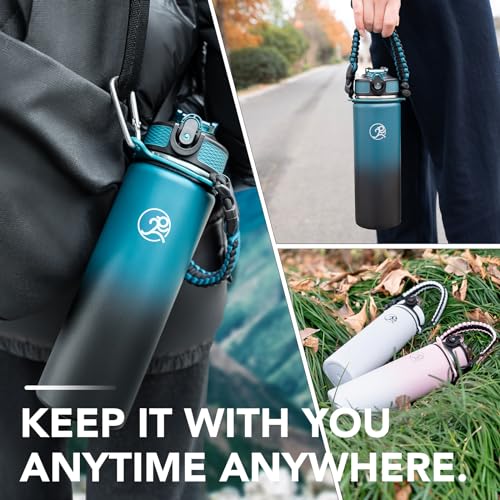 24oz Stainless Steel Insulated Water Bottle with 2 Lids T81653