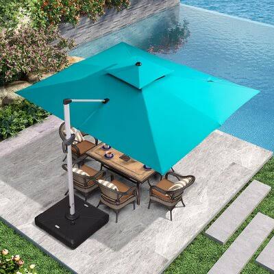 Turquoise Blue Rectangular Cantilever Umbrella X7953