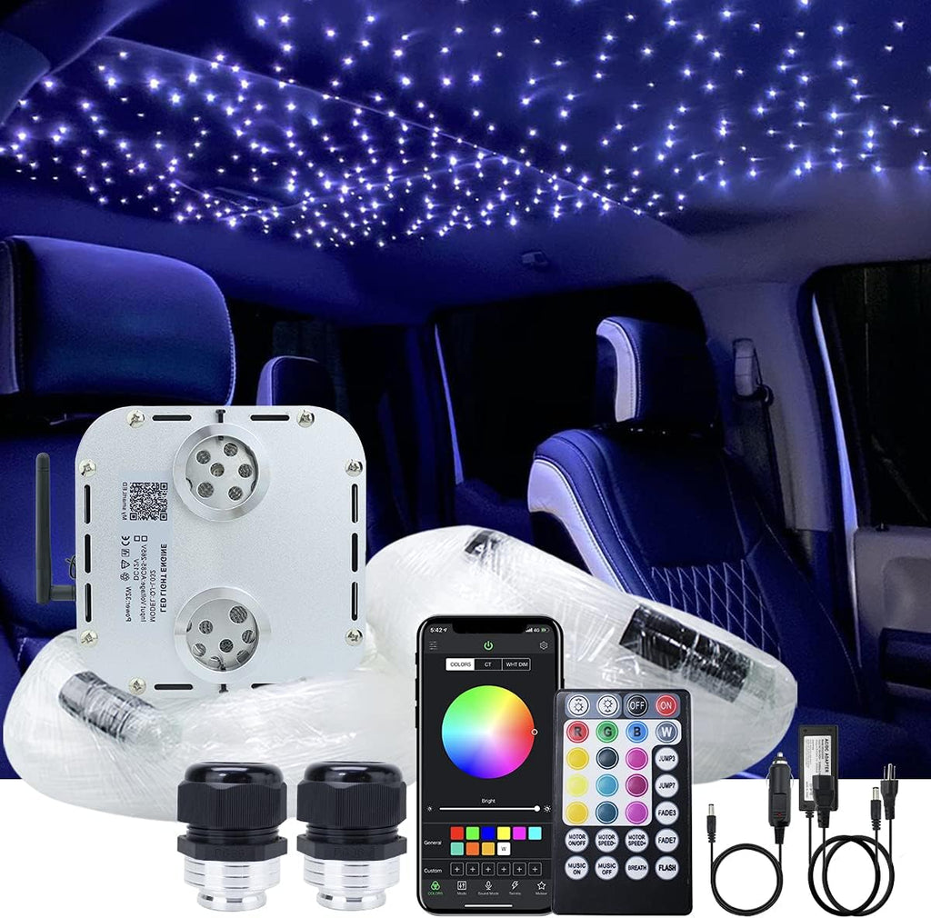 32W RGBW Fiber Optic Lights Kit Star Ceiling Sky Light 16.4ft/5m 1330pcs Mixed Fibers K14764