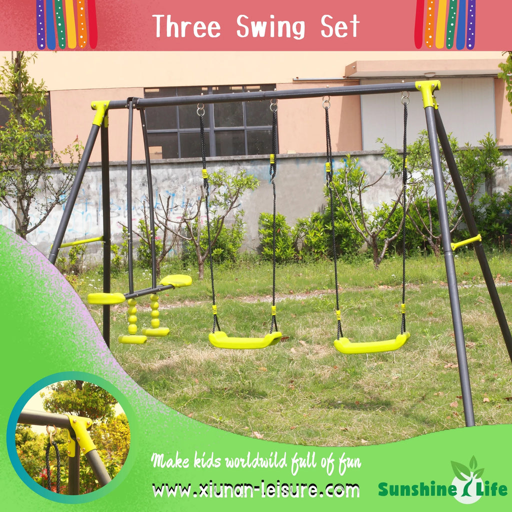 5 in 1 Metal Swing Set with Slide and Glider B55602