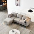 3-seater L Shape Fabric Sectional Sofa with Ottoman Grey R9526