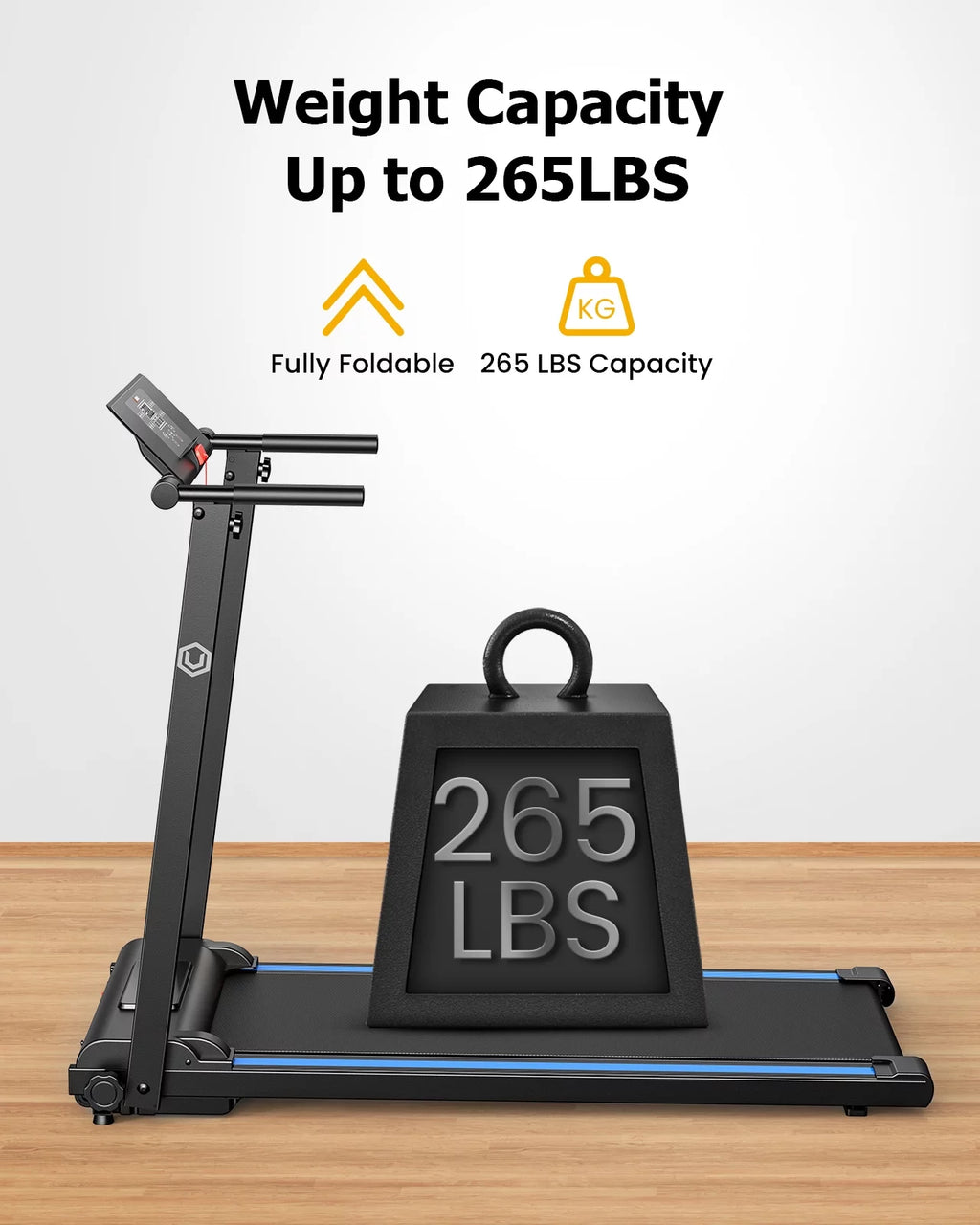 Folding Treadmill 2.25HP Portable Compact with 12 HIIT Modes Y4084