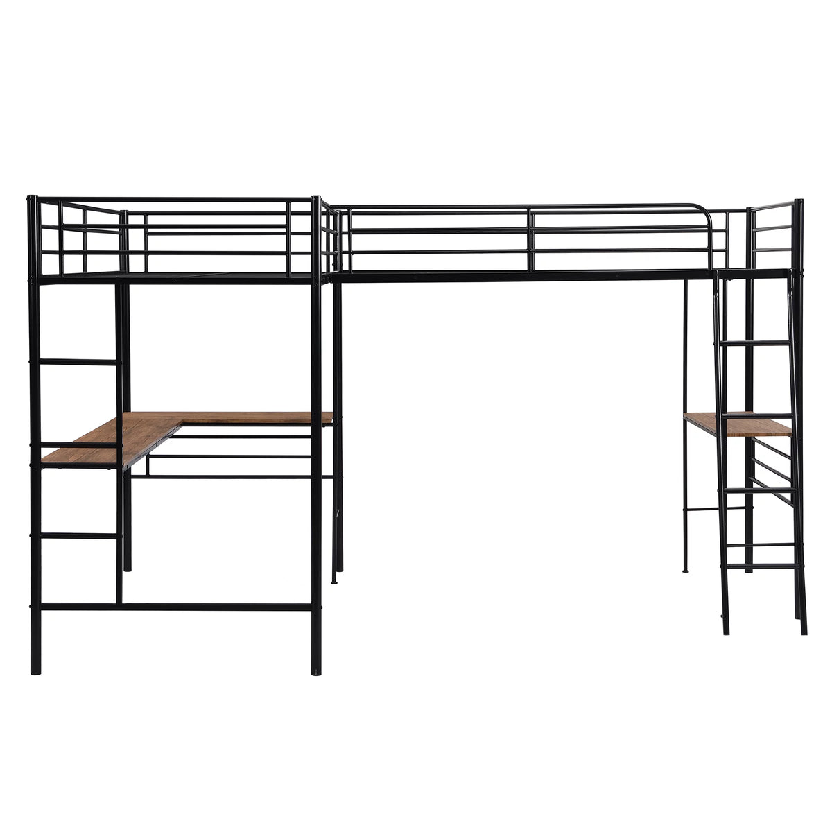 Twin Metal Loft Bed with Desk and Ladders O445298