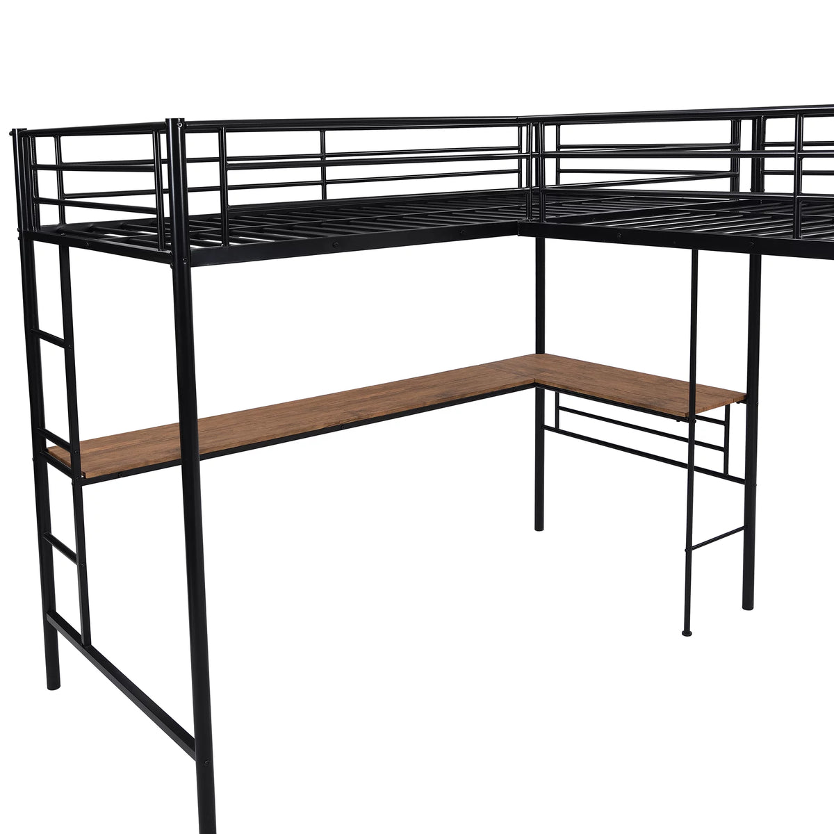 Twin Metal Loft Bed with Desk and Ladders O445298