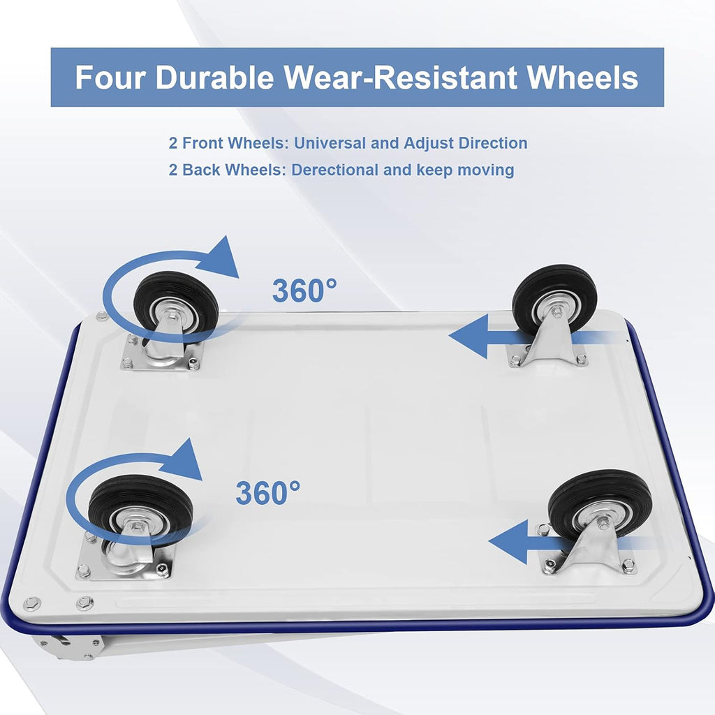 Blue Folding Platform Truck with 24x36 Inch Flatbed Surface N369