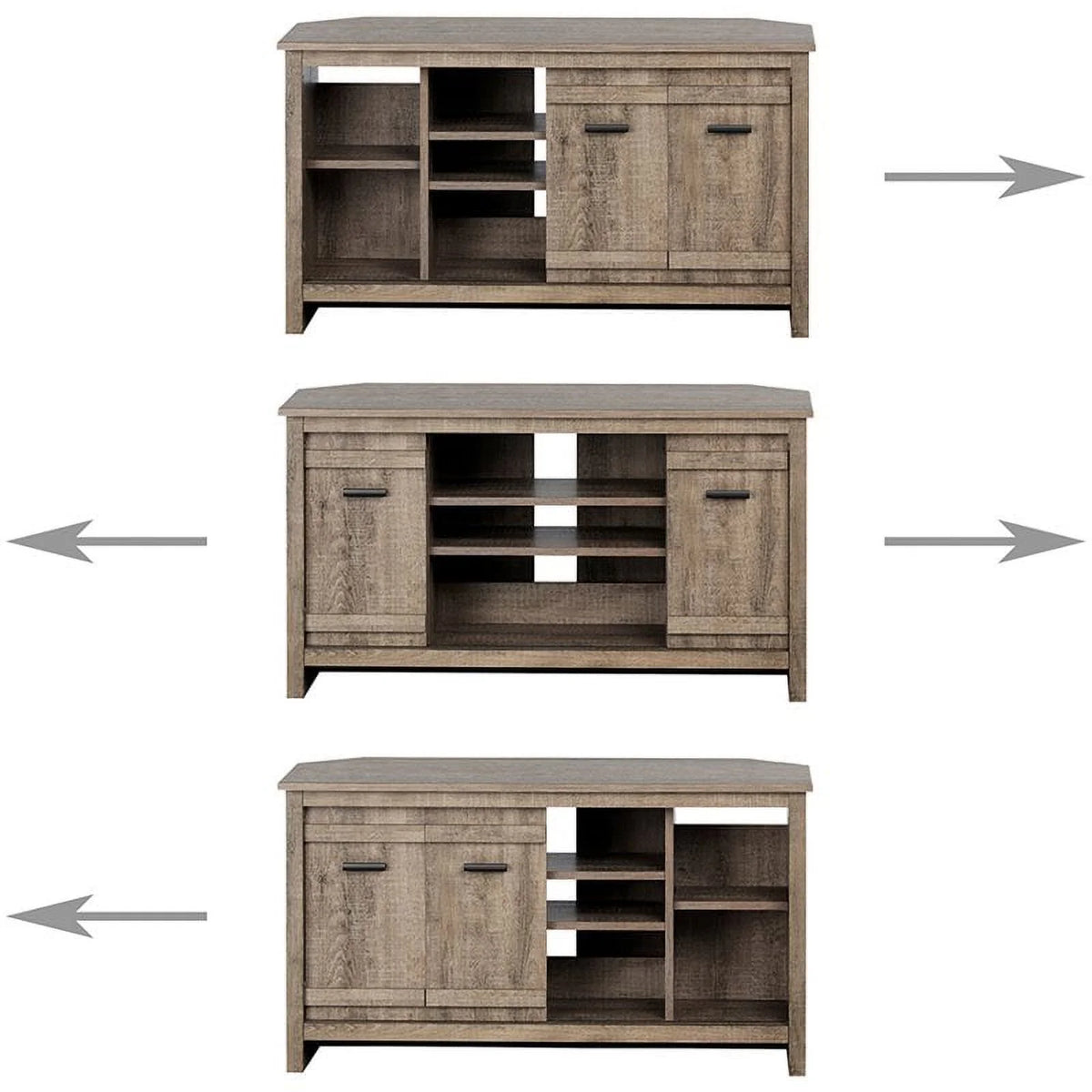 Weathered Oak Wood Corner TV Stand O1140