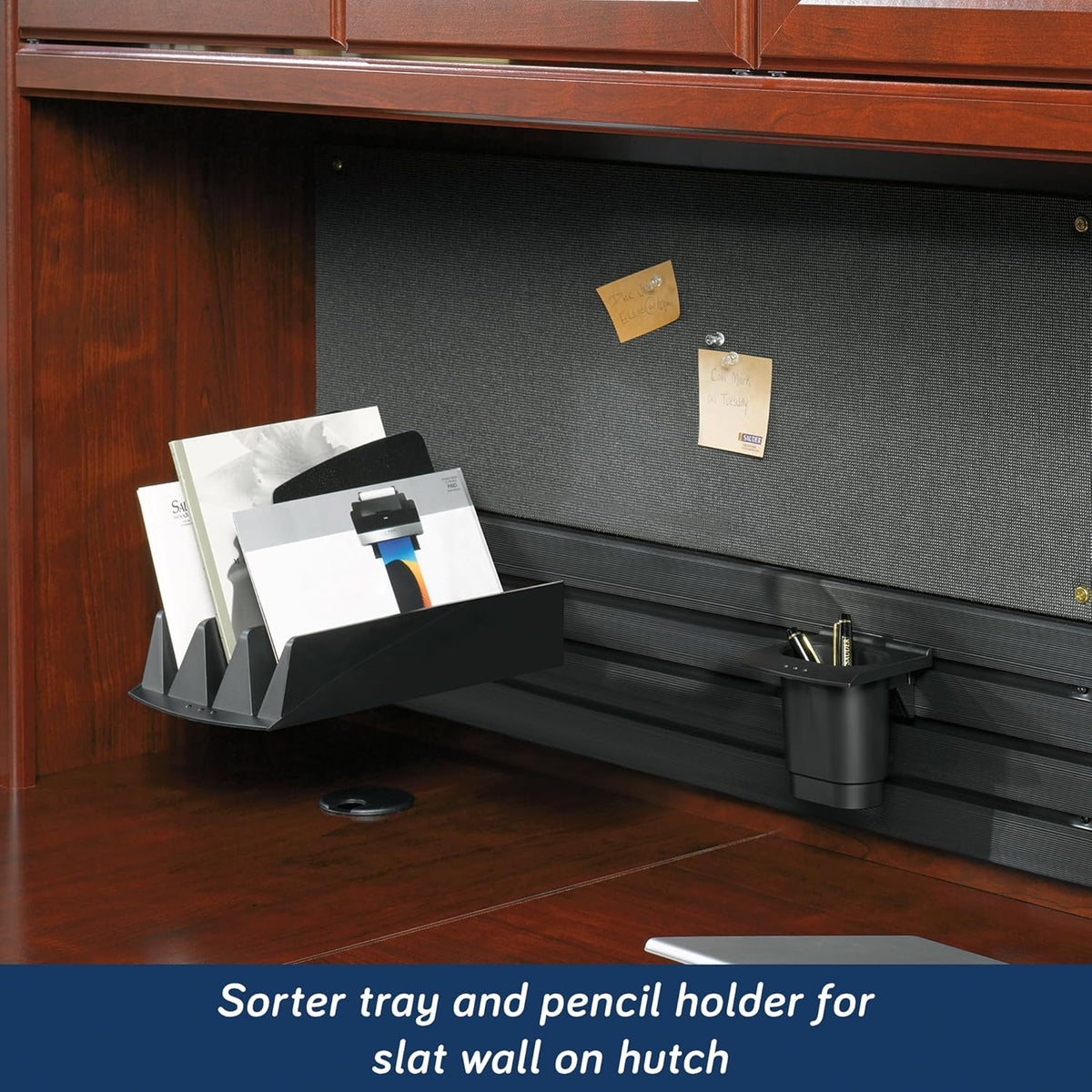 L-Shaped Desk with Hutch, Classic Cherry B28564