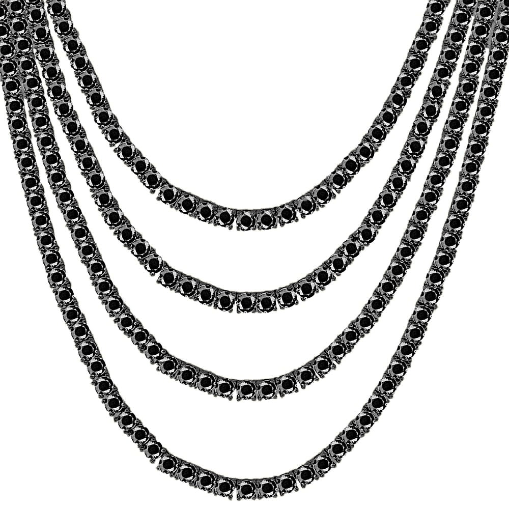 14K Black Gold Tennis Chain Necklace 24" T298
