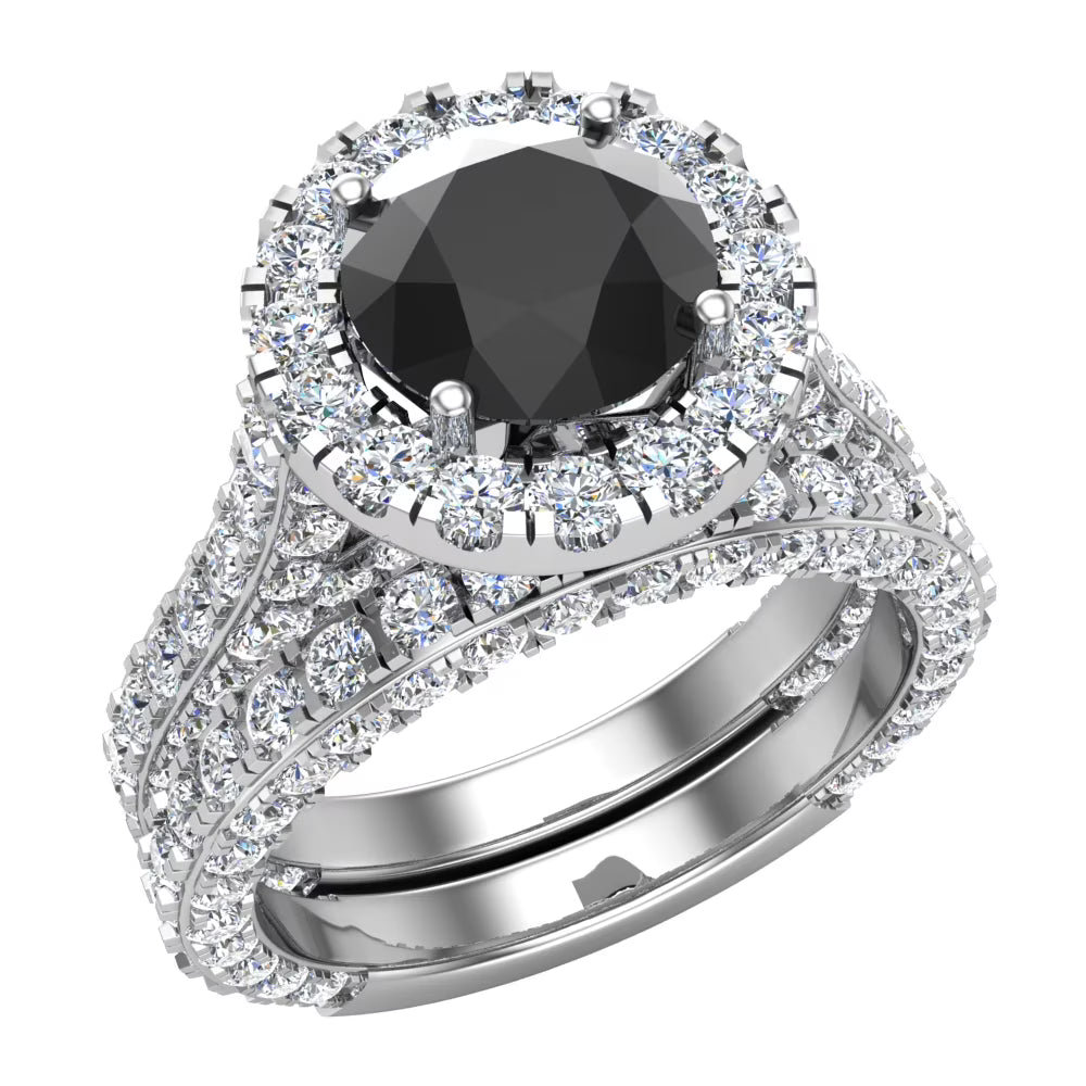 18K White Gold Halo Wedding Ring Set 5.15 Carat I20443