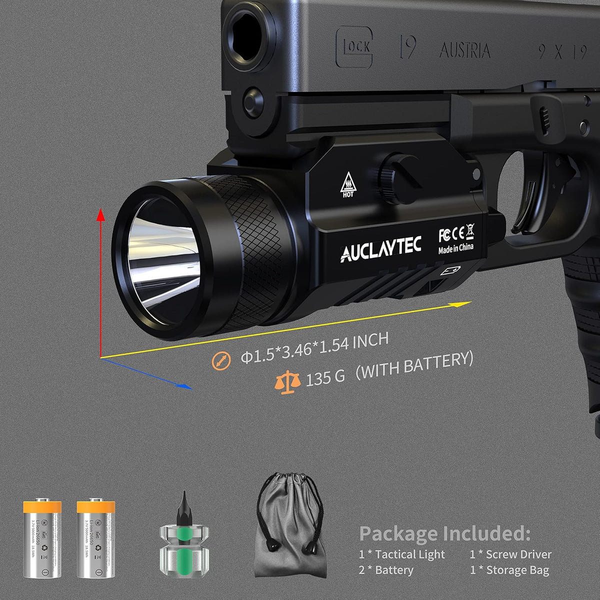 1200 Lumens Mounted Pistol Flashlight with Strobe Mode C402093