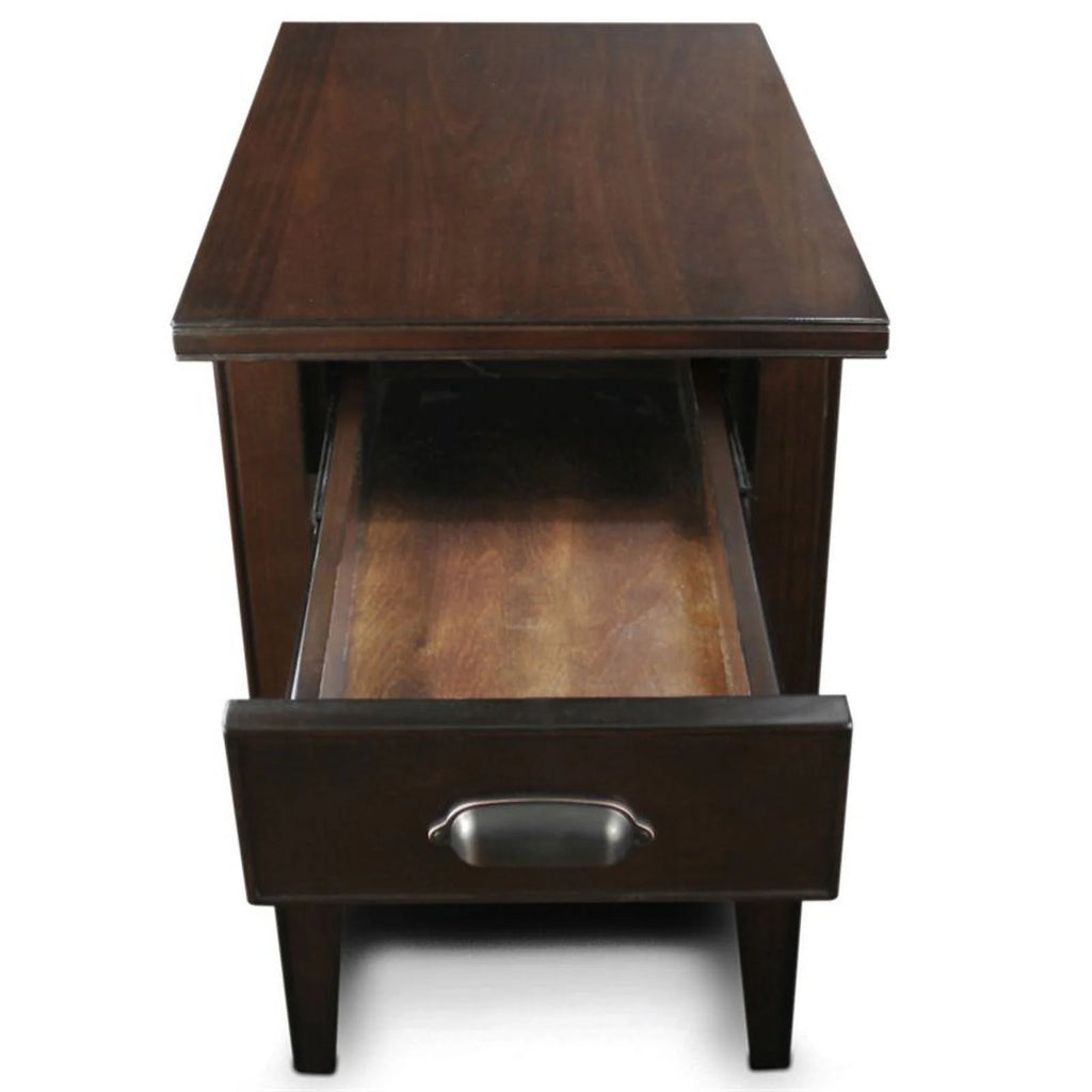 Traditional Wood End Table with Storage Drawer in Chocolate F355639