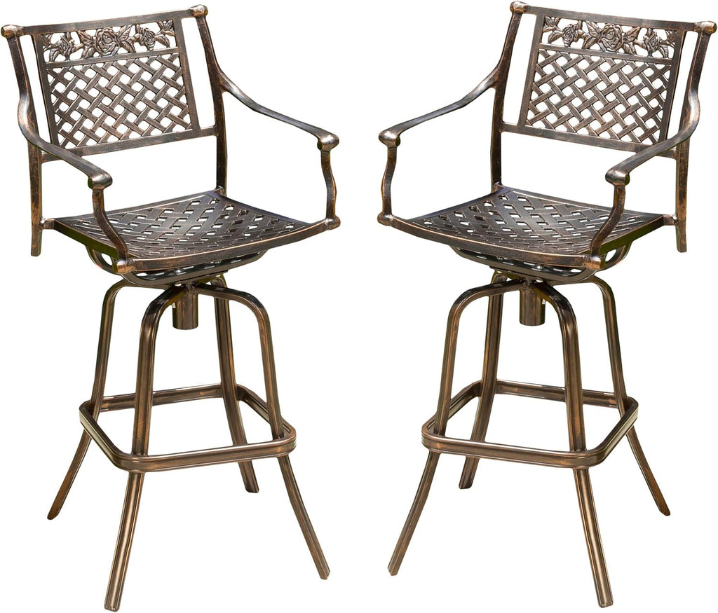 Shiny Copper Cast Aluminum Barstools 2-Pcs Set T408358