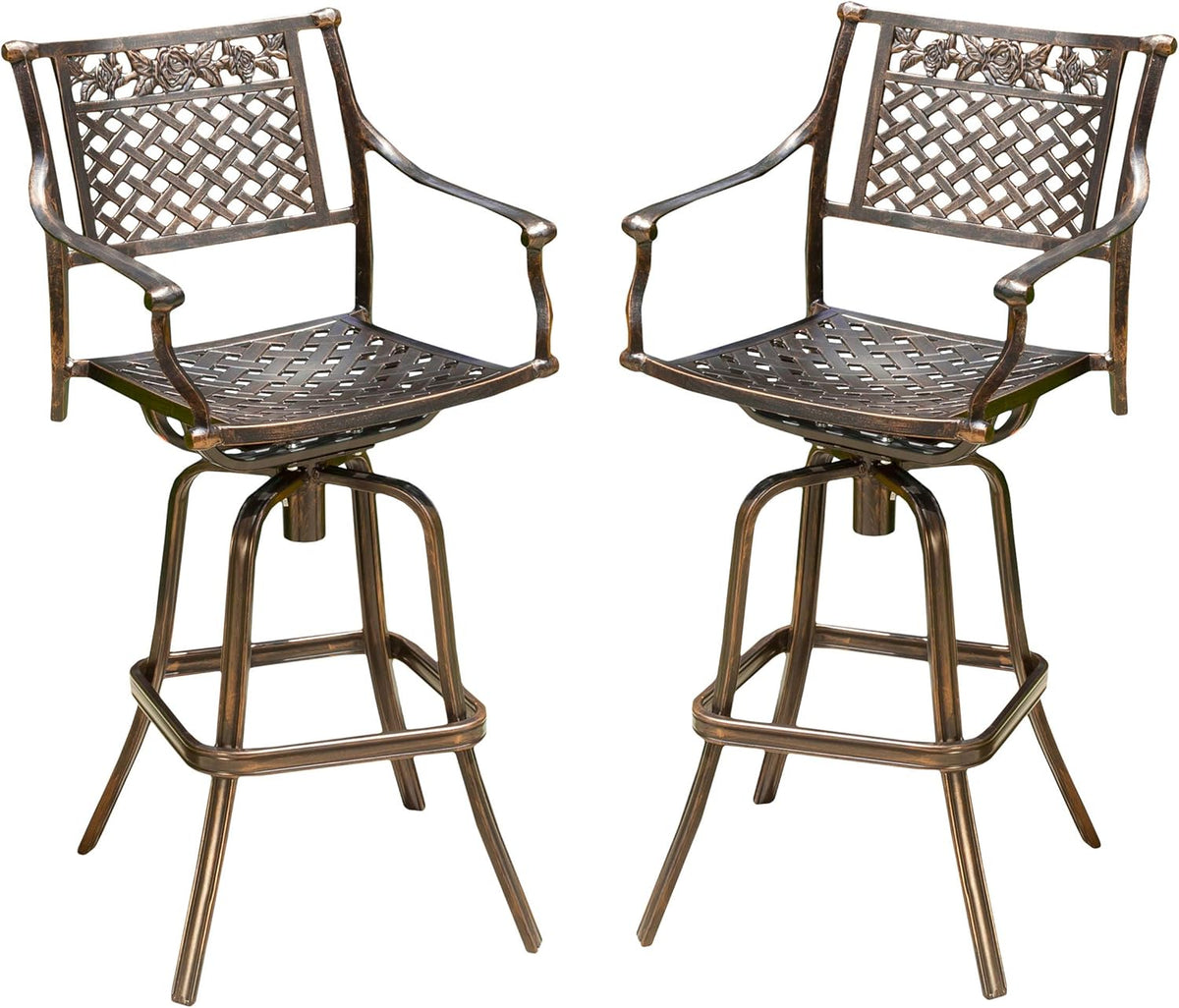 Shiny Copper Cast Aluminum Barstools 2-Pcs Set T408358