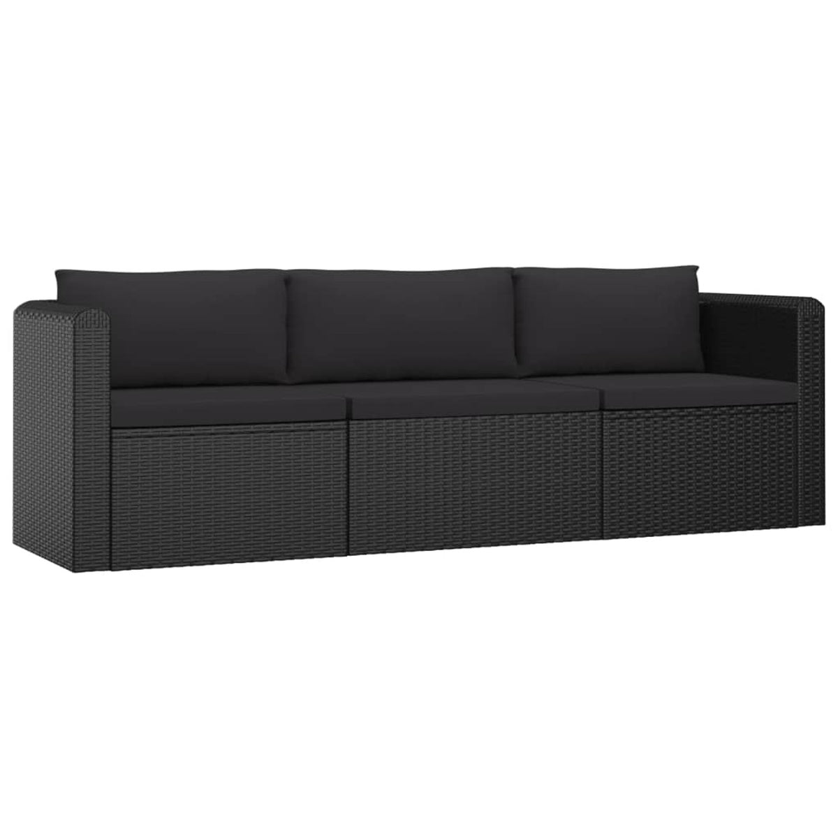 3 Piece Black Poly Rattan Sectional Sofa Set E8422