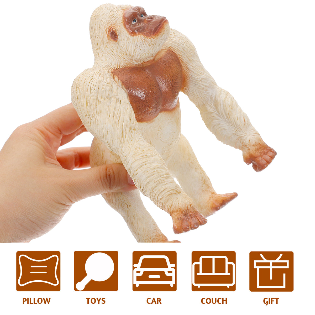 Mini Gorilla Chimpanzee Orangutan Toy Figurine White Plastic Y382946