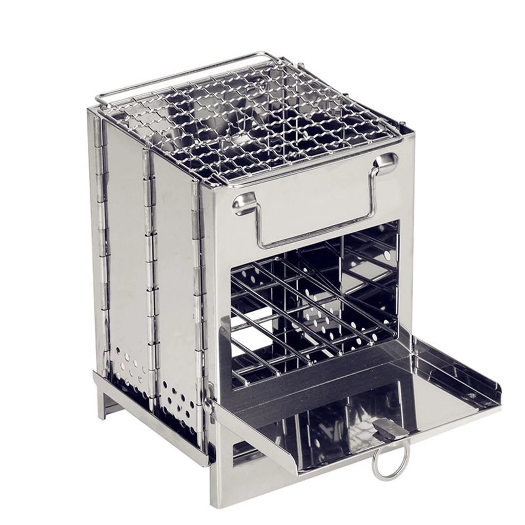 Wood Stainless Steel Foldable Charcoal Grill Y595422