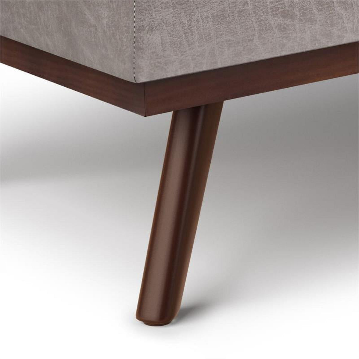 Distressed Grey Faux Leather Lift Top Storage Ottoman S711